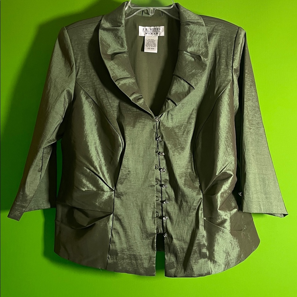 J.R. NITES Metallic Green Women's Jacket Size 18W - Picture 2 of 6